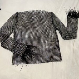 Steve Madden Charlized crystal embellished mesh shirt